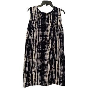 EUC Michael‎ Kors Black Cream Tie Dye Sleeveless Lined Pencil Dress Size 1X